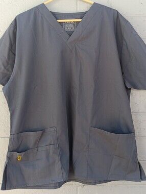 Wink Women’s V-Neck Utility Medical Scrub Top Pewter Slate Blue Size XL NWT
